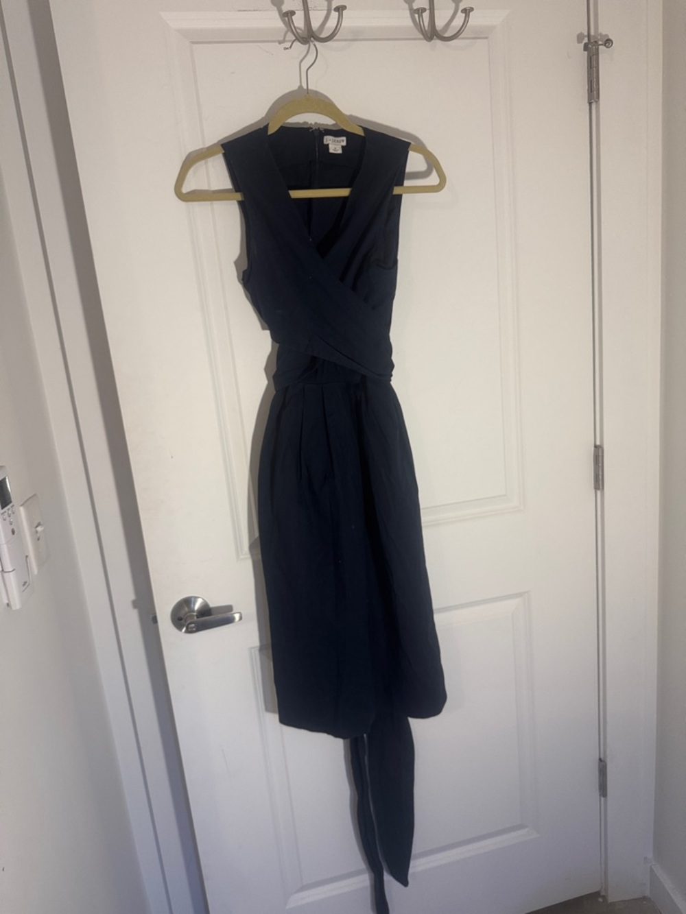 J. Crew Black Sleeveless Wrap-Style Midi Dress
